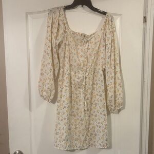 5 for $25!! Chic Long Sleeve Floral Dress in Cream